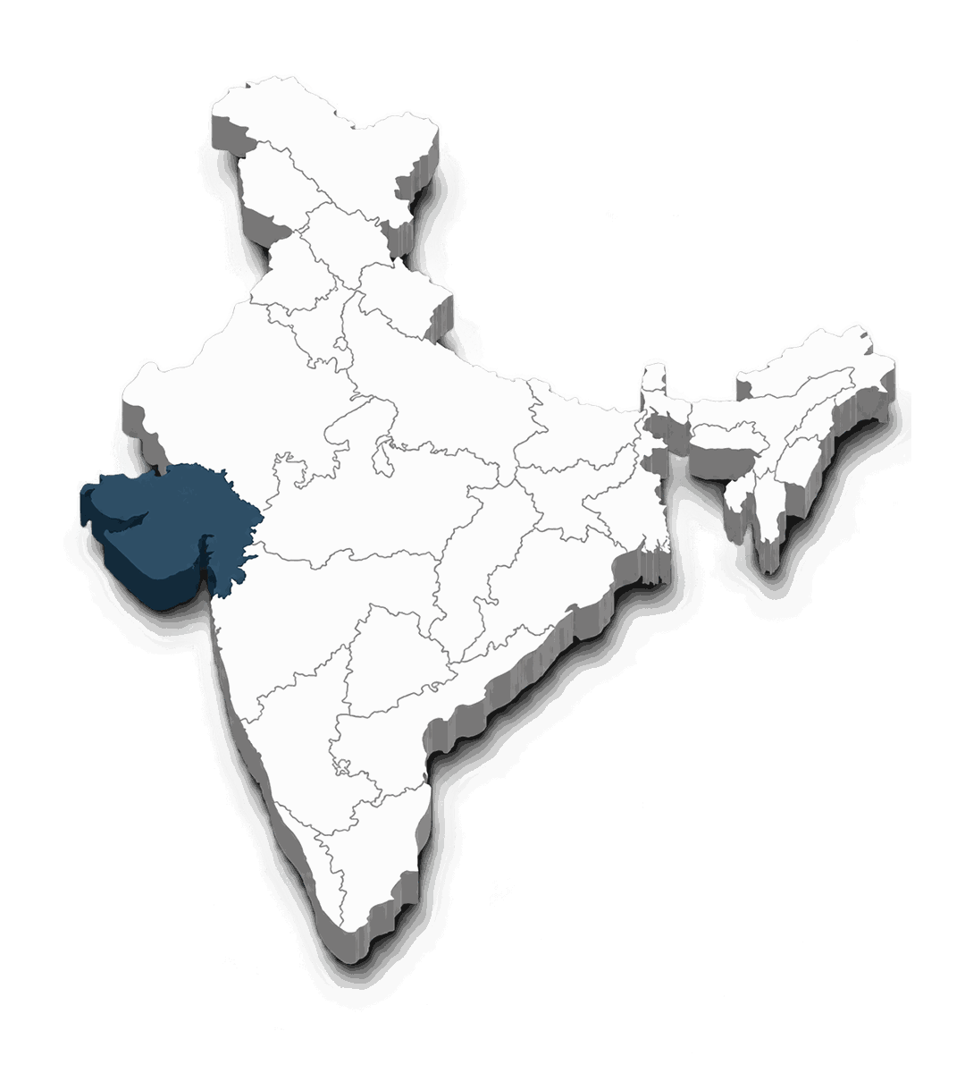 Map of India with Gujarat highlighted